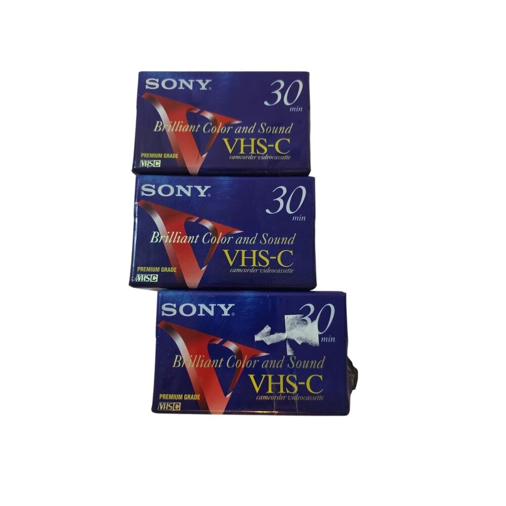 Lot Of 3 Sony VHS-C Premium Grade Camcorder Videocassette Tapes Sealed Brand New